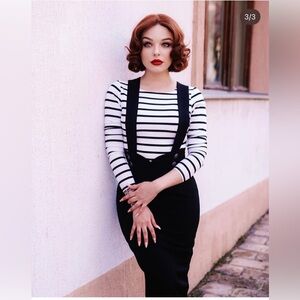 british retro dixie doll wiggle skirt black suspenders pinup UK 8 = US 4